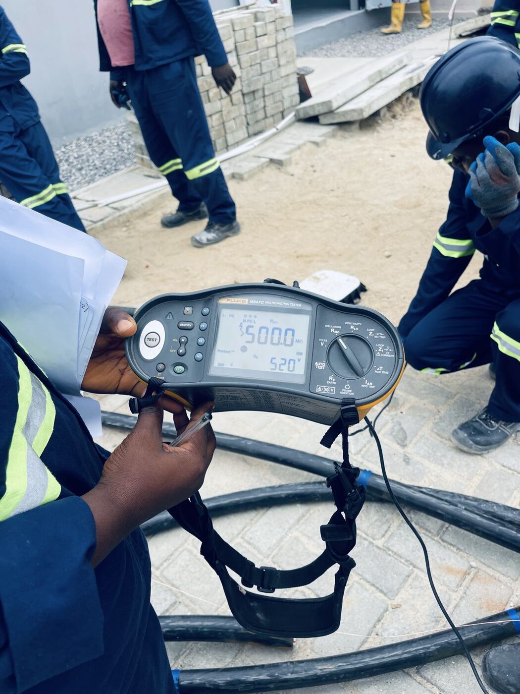 CurrenTSea field team running an insulation resistance test on site