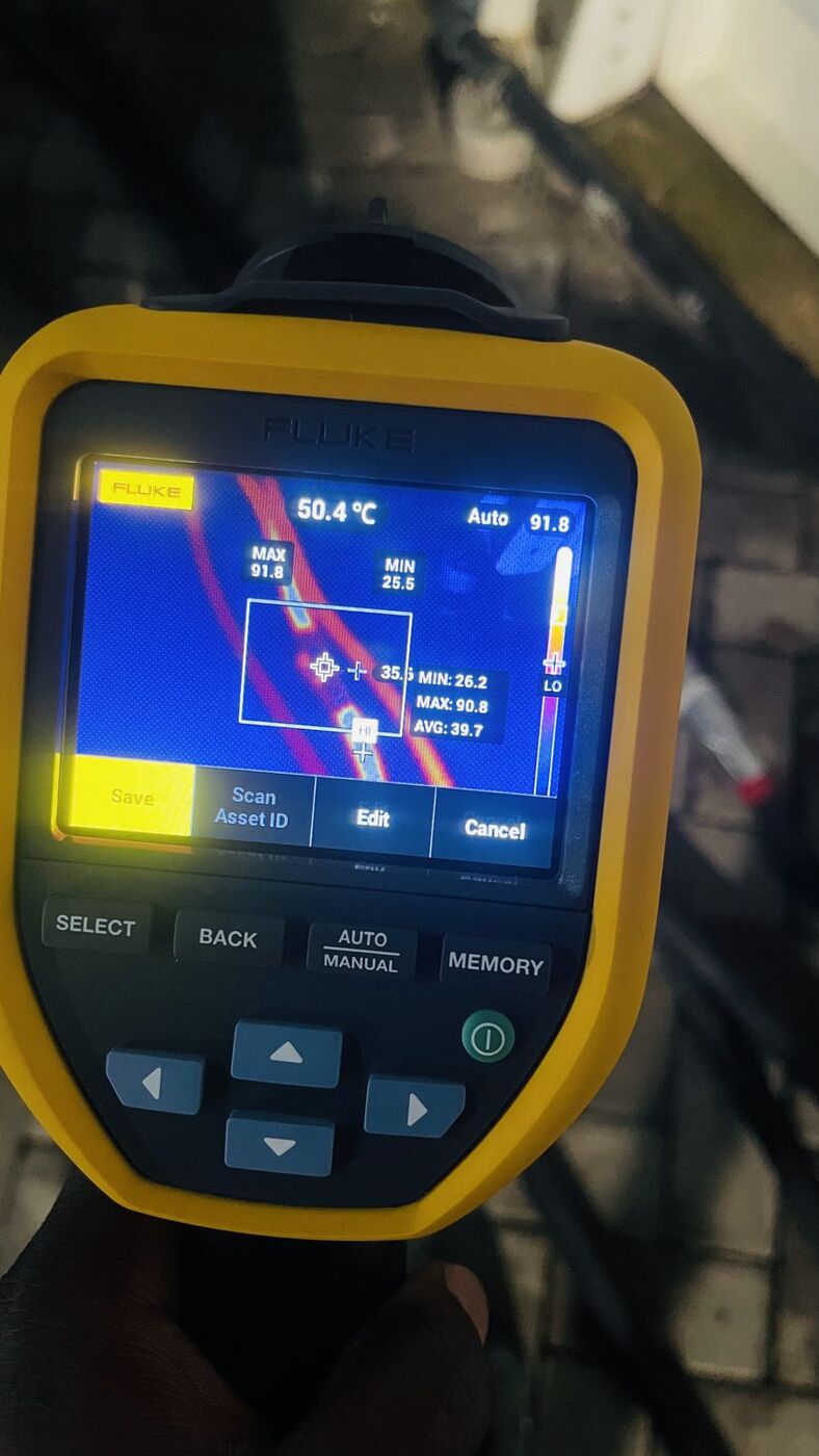 Thermal camera showing a hotspot on a connection
